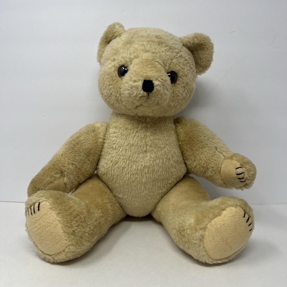 Vintage Teddy Bear 16" 4 Way Jointed Plush Stuffed Animal Retro Collectible